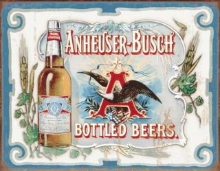Anheuser Busch - Bottled Beers Vintage Retro Tin Metal Sign 13 X 16in