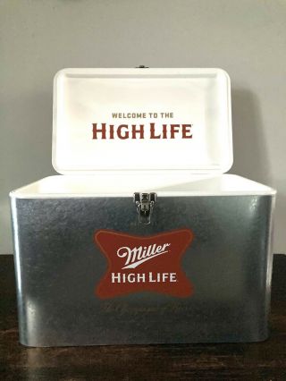 Miller High Life Vintage Style Beer Cooler W/padded Seat Cover Top