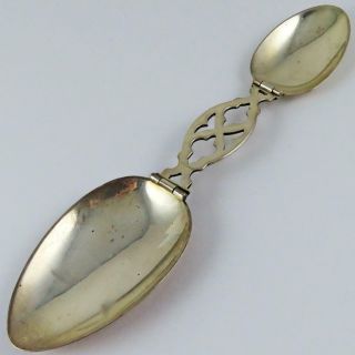 Antique No.  10 Pierced Sterling Silver Folding Traveling Medicine Spoon