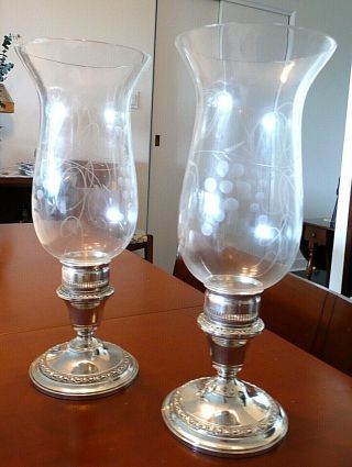 Frank M.  Whiting & Co.  Talisman Rose Sterling Silver Hurricane Candle - Set Of 2