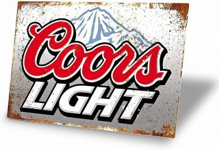 Coors Light Beer Bar Pub Happy Hour Man Cave Rockies Rustic Metal Sign 12 X 8