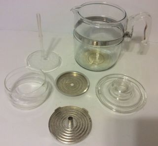 Vtg Pyrex Flameware 7759 Glass 9 Cup Coffee Pot Complete W/stem & Basket