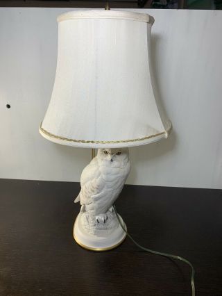 The Snowy Owl Fine Porcelain Lamp By Raymond Watson Male 1987 Vintage
