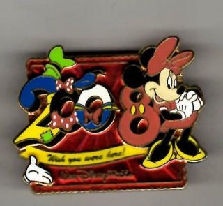 Disney White Glove Minnie Mouse 2008 Wish You Were Here Postcard 3d Pin Le 500