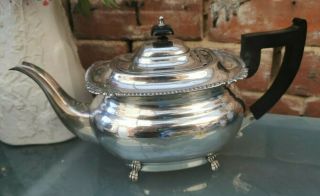 Vintage Viners Silver Plate Tea Pot With Ornate Legs Inside
