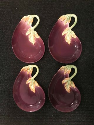 Set Of 4 Vintage 1988 Fitz And Floyd Classic 9 " Egg Plant Plates Dishes