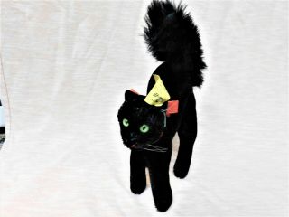 Steiff Black Cat Vintage Halloween Kitty With Arched Back Perfect Tag Scary