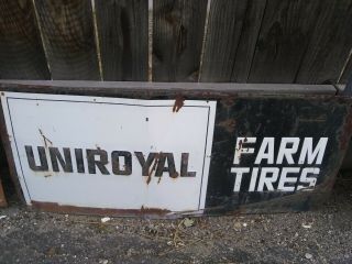Vintage Porcelain Uniroyal Farm Tires Sign / Gas Oil / John Deere 40 " X18 "