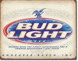Bud Light Budweiser Beer Anheuser Busch Rustic Retro Tin Metal Sign 16 " X 12.  5 "
