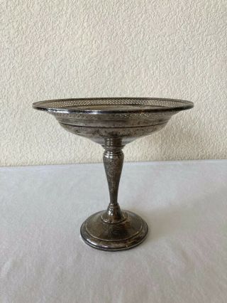 Vintage EL SIL CO Sterling Silver Pedestal Compote Candy Dish Cement Reinforced 3