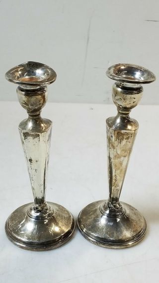 Vintage 1950s Mueck Cary Co.  Sterling Silver.  925 Candlestick Candle Holders
