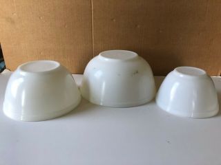Vintage Set Of 3 Opal White Pyrex Nested Mixing Bowls 401,  402,  403