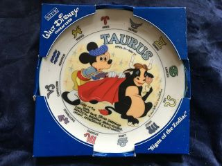 Schmid Disney Collectors Plate Signs Of The Zodiac Mickey Taurus W Box