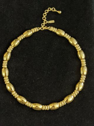 Vintage Monet Gold Tone Choker Collar Statement Necklace 16 Inch