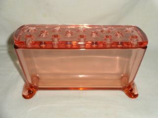 Vintage Fostoria Pink Depression Glass Windowsill Vase W/original Flower Frog