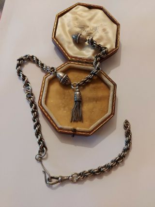 Antique Victorian Silver Ornate Albertina Pocket Watch Chain Tassel 30g