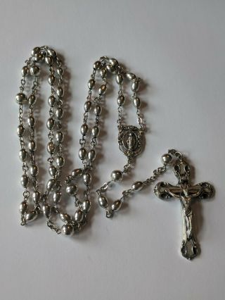 Vintage Creed All Sterling Silver Rosary Beads
