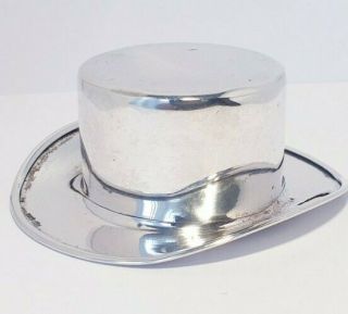 Vintage Solid Silver Italian Made Miniature Of A Top Hat Style Hallmarked