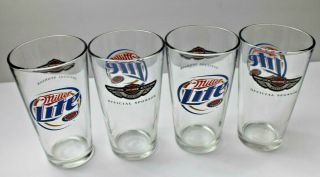 Miller Lite Harley Davidson Beer Pint Glass 100 Year Anniversary Set Of 4