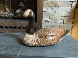 Large Canada Goose Solid Wood.  Creative Wood Carvings Fountain Valley Ca.  Signed