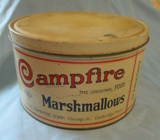 Vintage Large 10 " Campfire 5 Lb Marshmallow Tin
