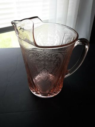 Vintage Pink Royal Lace Depression Glass Straight Side Pitcher
