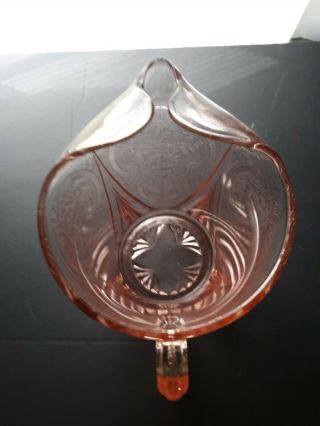 Vintage Pink Royal Lace Depression Glass Straight Side Pitcher 2