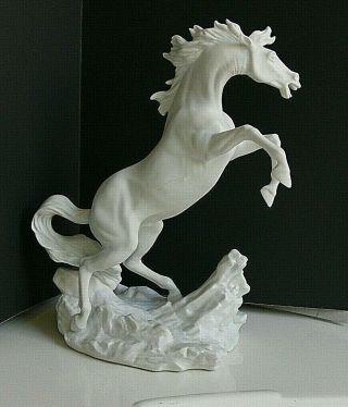 Vintage Rearing White Horse Figurine Porcelain Edward D.  Hart 1988 Franklin