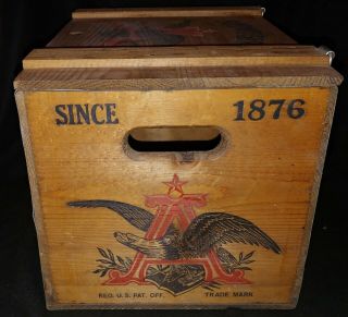 Vintage Anheuser Busch Budweiser Beer Box Wood Crate 1976 18x12x12 Advertising