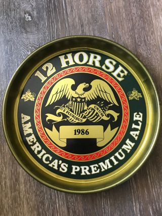 Rare Vintage Genesee 12 Horse Ale 1986 Metal Beer Tray W/eagle E Pluribus Unum