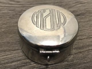 Vtg Sterling Hinged Trinket Pill Box Or Pendant Etched Hallmarked German Germany
