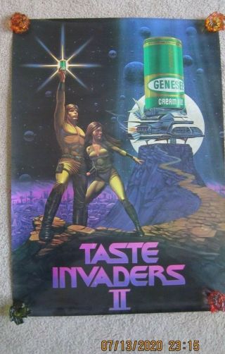 Vintage 1970s Genesee Cream Ale Taste Invaders Ii Bliss Sci - Fi Poster19 " X 27 "