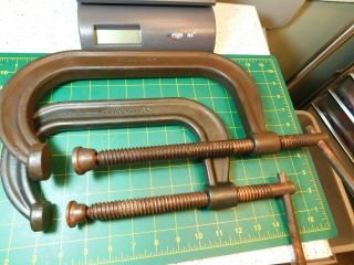 2 - Vtg.  Williams No.  408 & No.  406 Forged Steel C - Clamps