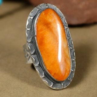 Old Pawn Vintage 1 3/4 " Tall Navajo Big Bold Sterling Spiny Oyster Ring Size 8.  5