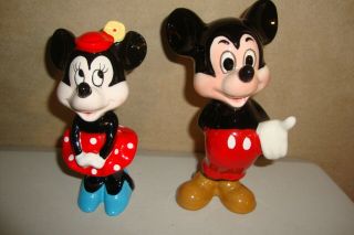 Vintage Disney Productions Porcelain Mickey & Minnie Mouse - Japan