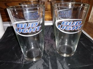 Bud Light Clear Pint Beer Glass Old Logo Set Of 4