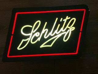 Vintage Schlitz Beer Light Up Neon Look Bar Sign Advertising Great For Man Cave