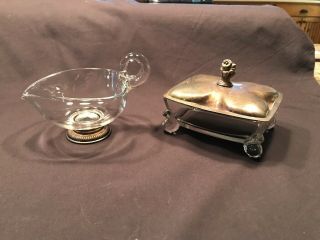 Vintage Crystal And Silver Plated Sugar & Creamer W/lid,  By 1847 Rogers Bros.