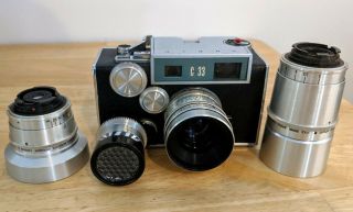 Vintage Argus C33 Film Camera With 35mm,  50mm,  100mm Lenses