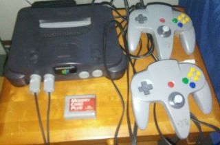 Nintendo 64 Vintage Console Two Controllers Extra Memory Pak N64