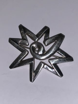 Vintage Tiffany & Co.  Sterling Silver Brooch Paloma Picasso Abstract Star Sun