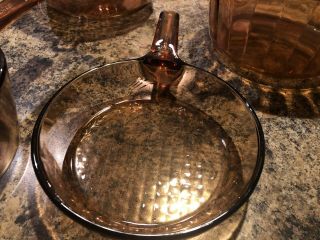 Vintage Corning Vision Ware Amber Glass Cookware 7 pc Set Skillet 3 Pans Lids 3
