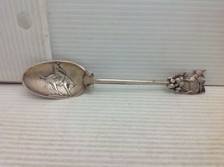 Sterling Silver Souvenir Spoon With Cowboy And Donkey With Dynamite