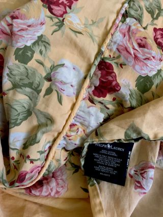 Rl Ralph Lauren Vintage Full/quen Duvet Cover Brooke/sophie Yellow Floral Roses