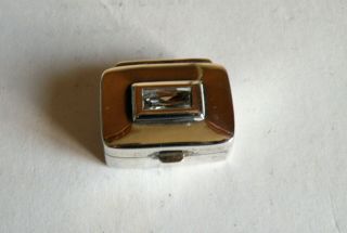 A Vintage Silver Pill Box With Cut Crystal Stone To Lid