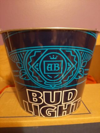 Bud Light Beer Bucket And 4 Bud Light Bottle Coozies.