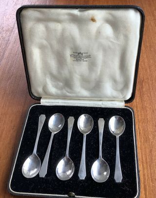 Boxed Set Of 6 Silver Coffee Spoons By Josiah Williams Of Bristol 1934 39g