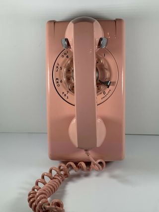 Vintage Pink Rotary Wall Phone Bell System By Western Electric