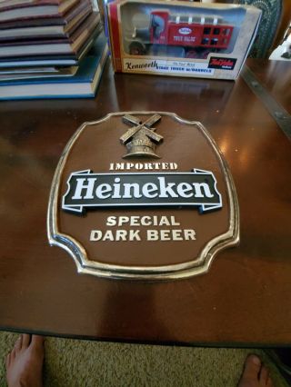 Vintage Bar 1980s Heineken Imported Dark Beer Wall Sign Mancave Bar Rare Pub