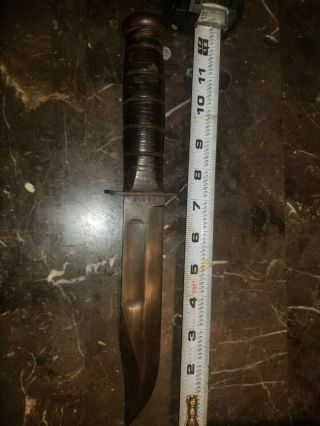 Vintage KaBar,  WW2 Fighting Knife with Leather Sheath 2